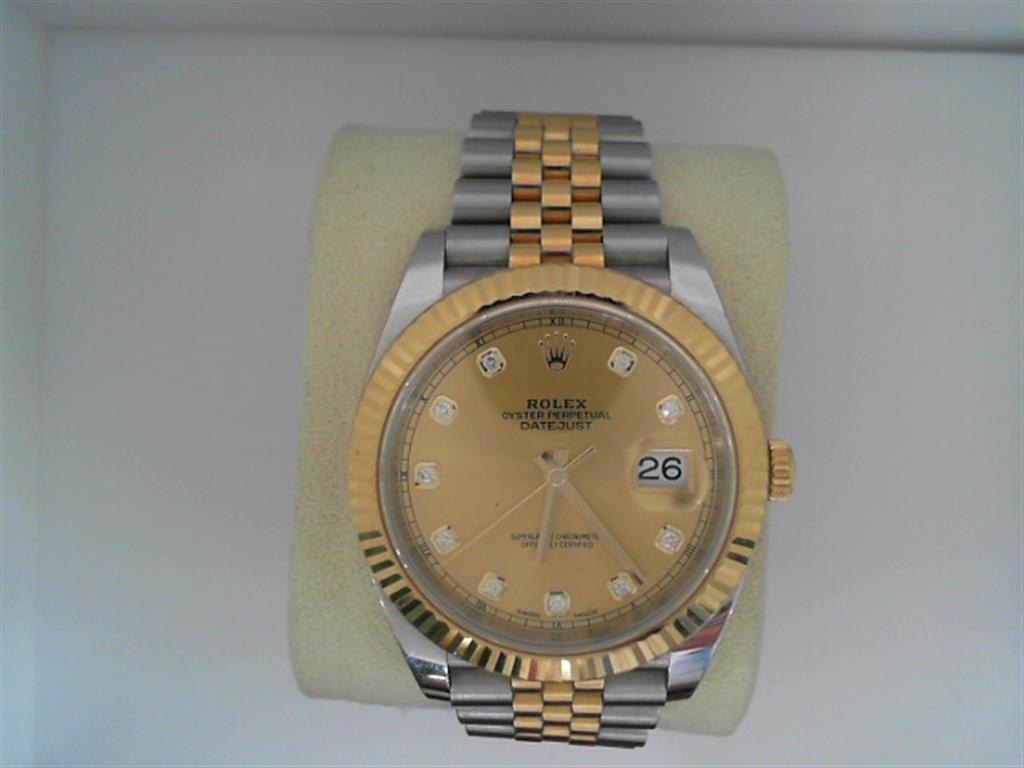 Two-Tone Stainless/18K 2021 Rolex Datejust 41Mm Watch 10 = Round Diamo