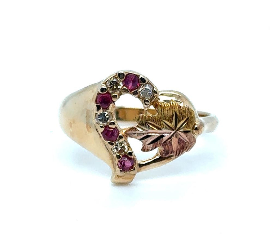 Tri-Color 10 Karat Polished/Satin Black Hills Gold Open Heart With Alt