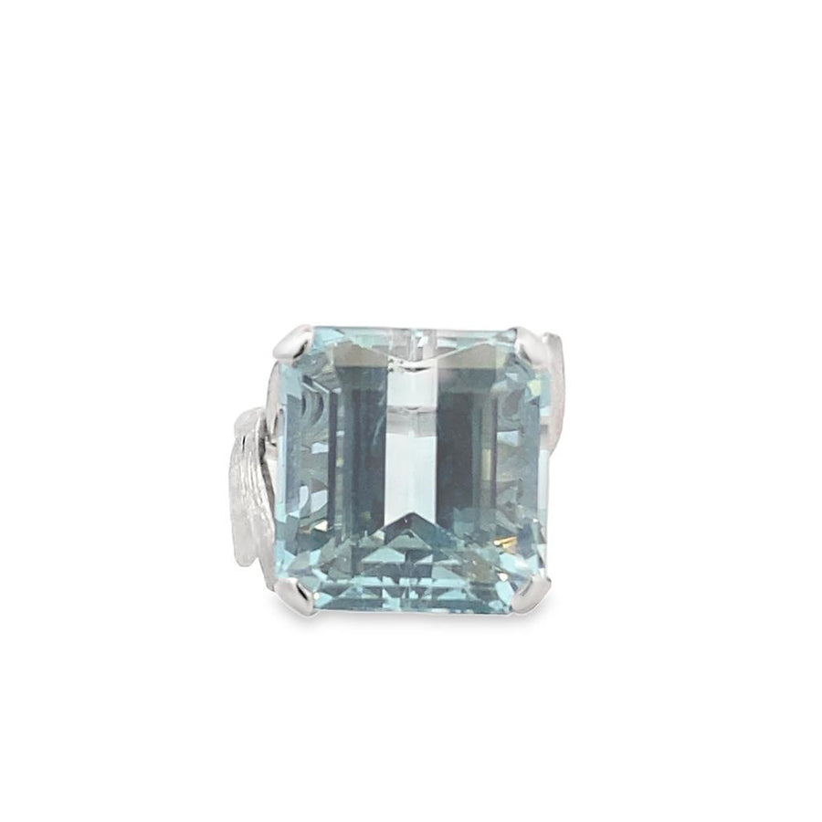 Estate Emerald Cut Aquamarine Solitaire Fashion Ring