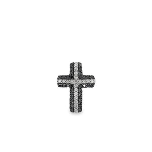 White 10 Karat Cross Pendant Estate Jewelry 34 = 0.22tw Round Black Di