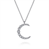 Lady's White 14 Karat Graduated Moon Necklace Length 17.5 With 13 = 0.