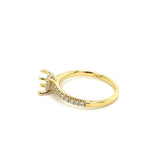 Lady's Yellow 18 Karat Diamond Accented Hidden Halo Ring