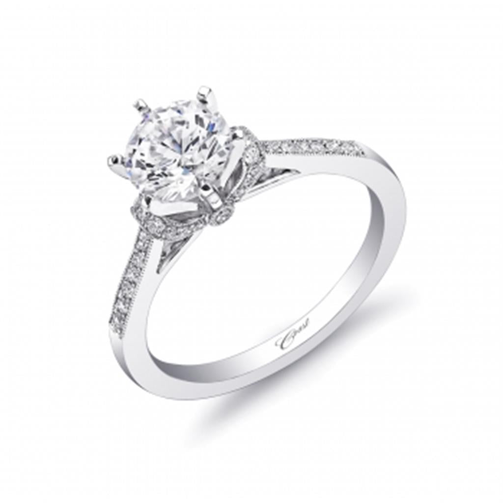 Coast Diamond Milgrain Fine Pave' Engagement Ring