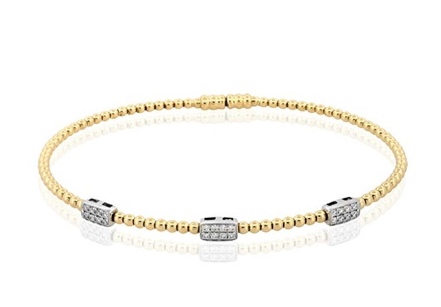 Simon G. Two-Tone Beaded Rectangular Diamond Cluster Station Bangle Bracelet