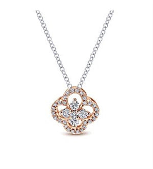 Lady's Rosé 14 Karat Classic Necklace Length 18 With 29 = 0.28TW Round