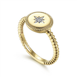 Gabriel & Co. Fashion 14K Yellow Gold Round Diamond Star Bujukan Ring