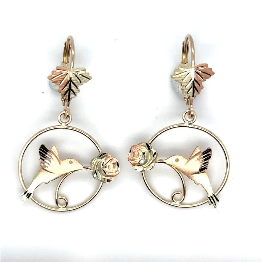 Tri-Color 10 Karat Polished/Satin Black Hills Gold Wire Open Circle Da