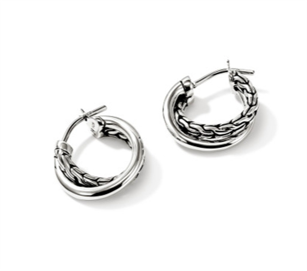 John Hardy Essentials Sterling Silver Crossover Hoop Earrings