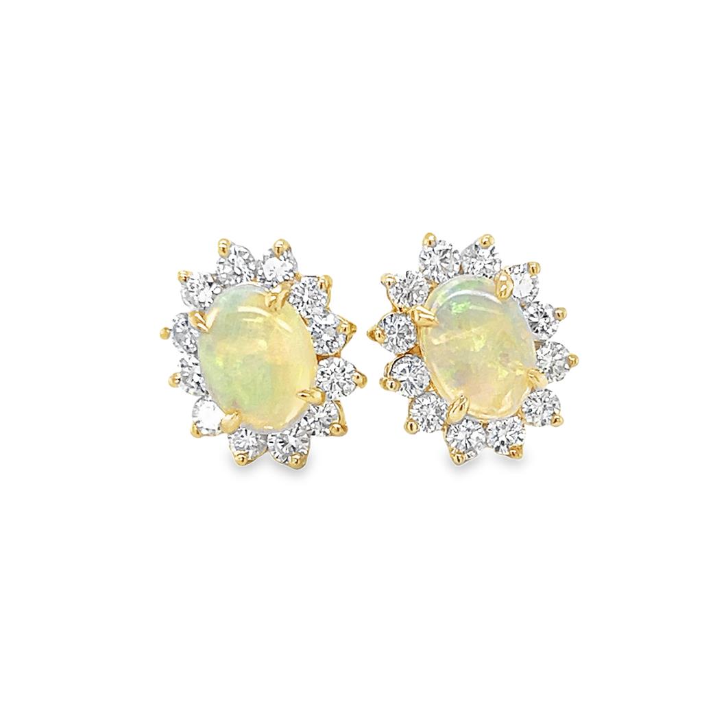 Estate Opal Halo Stud Earrings