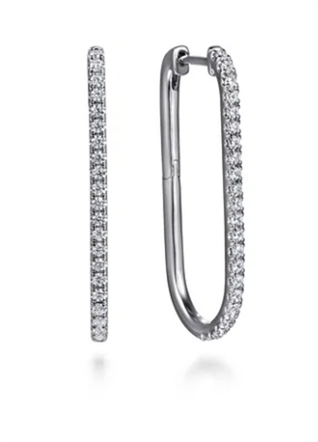 Gabriel & Co. Elongated Oval Diamond Hoop Earrings