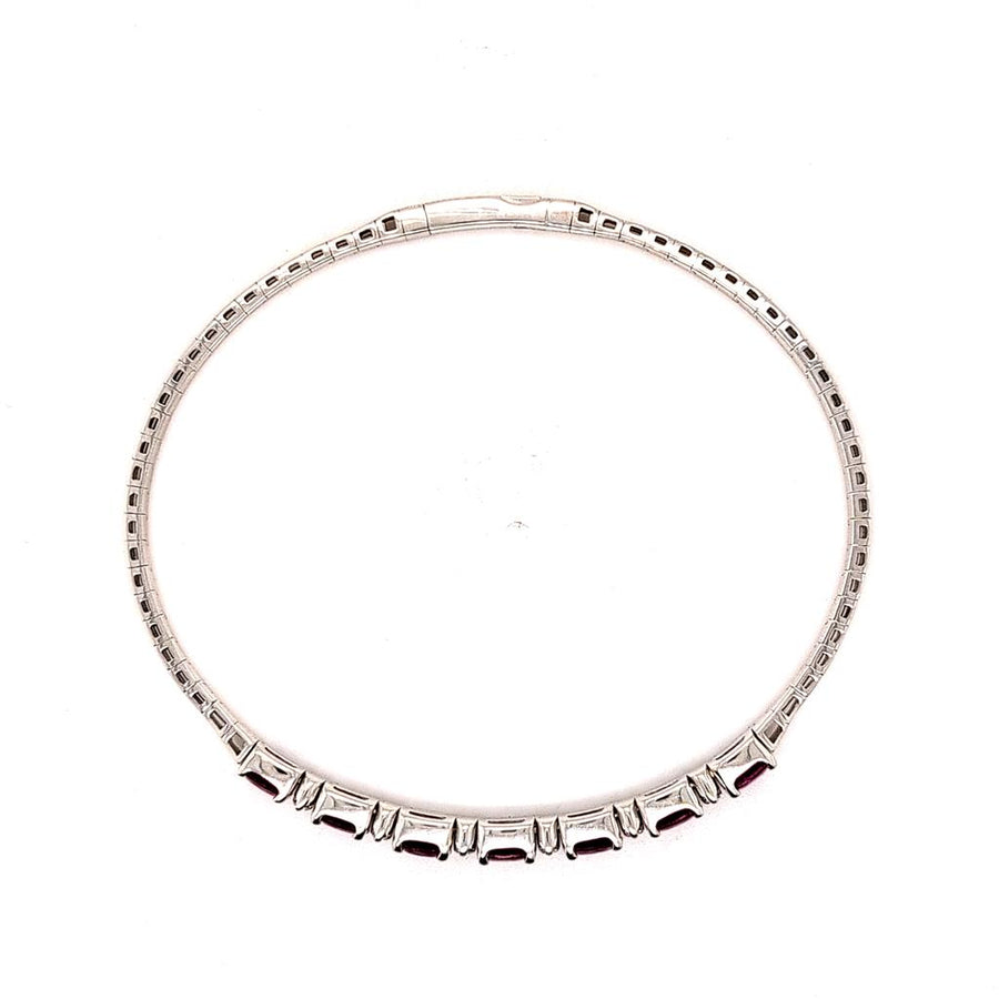 White 14 Karat Alternating Flexi Bangle Bracelet with 7 = 2.54TWT Oval