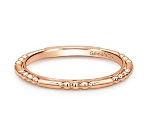 Lady's Rosé 14 Karat Ball And Bar Station Stackable Wedding Band Size