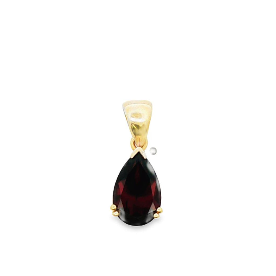 Yellow 14 Karat 14X9.7mm Pear Shape Garnet In A Filigree Pendant Mount