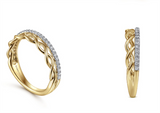 Lady's Yellow 14 Karat Braided Lusso Collection Wedding/Anniversary Ri