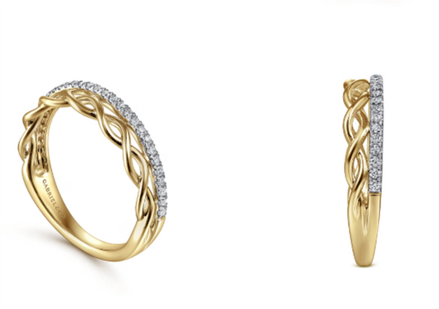 Lady's Yellow 14 Karat Braided Lusso Collection Wedding/Anniversary Ri