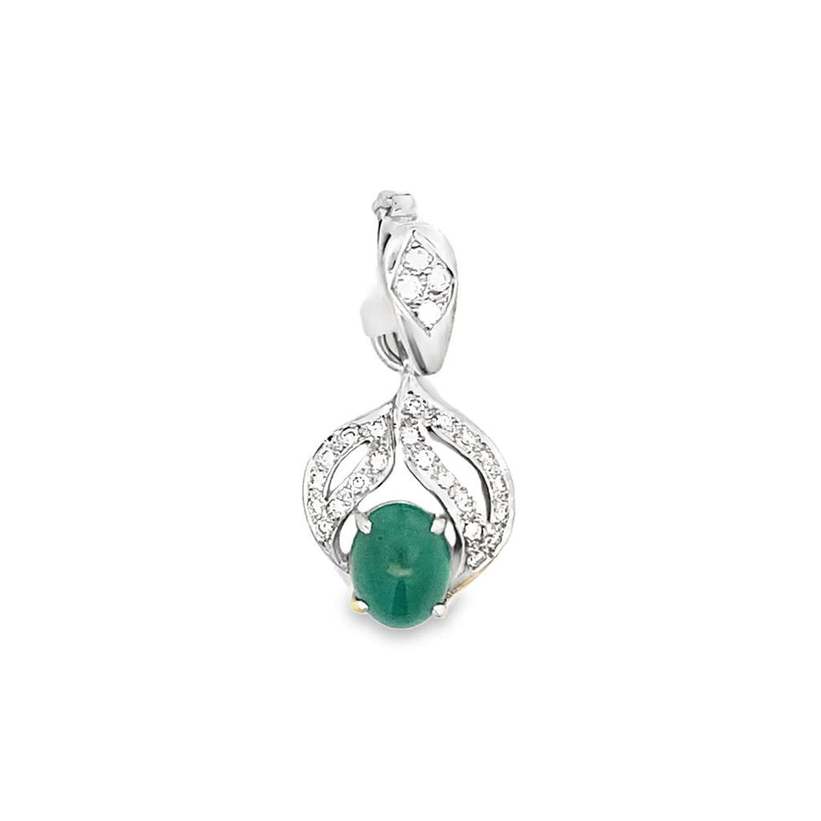 White 18 Karat Emerald and Diamond Pendant