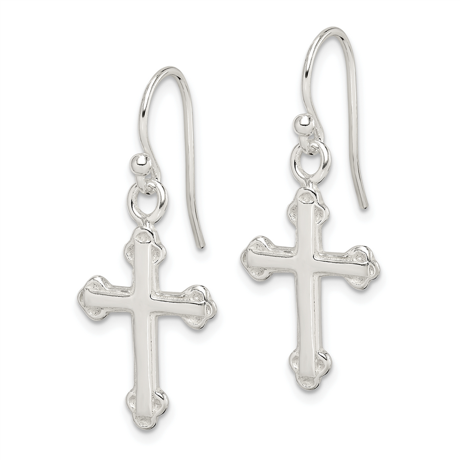 Lady's Sterling Silver Cross Dangle Earrings Earrings