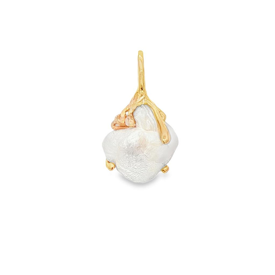 Yellow 14 Karat 17.40X16.65mm Baroque Pearl Freeform Pendant With A 3.