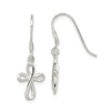 Sterling Silver Polished Cross Dangle Earrings