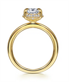 Lady's Yellow 14 Karat Hidden Halo Ring Size 6.5 22 0.11tw Round G/H S