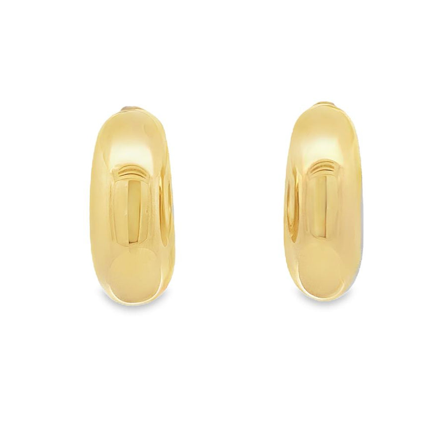 Yellow 14 Karat 14.9X36.83mm Hollow Puff Hoop Earrings w/ Friction Pus