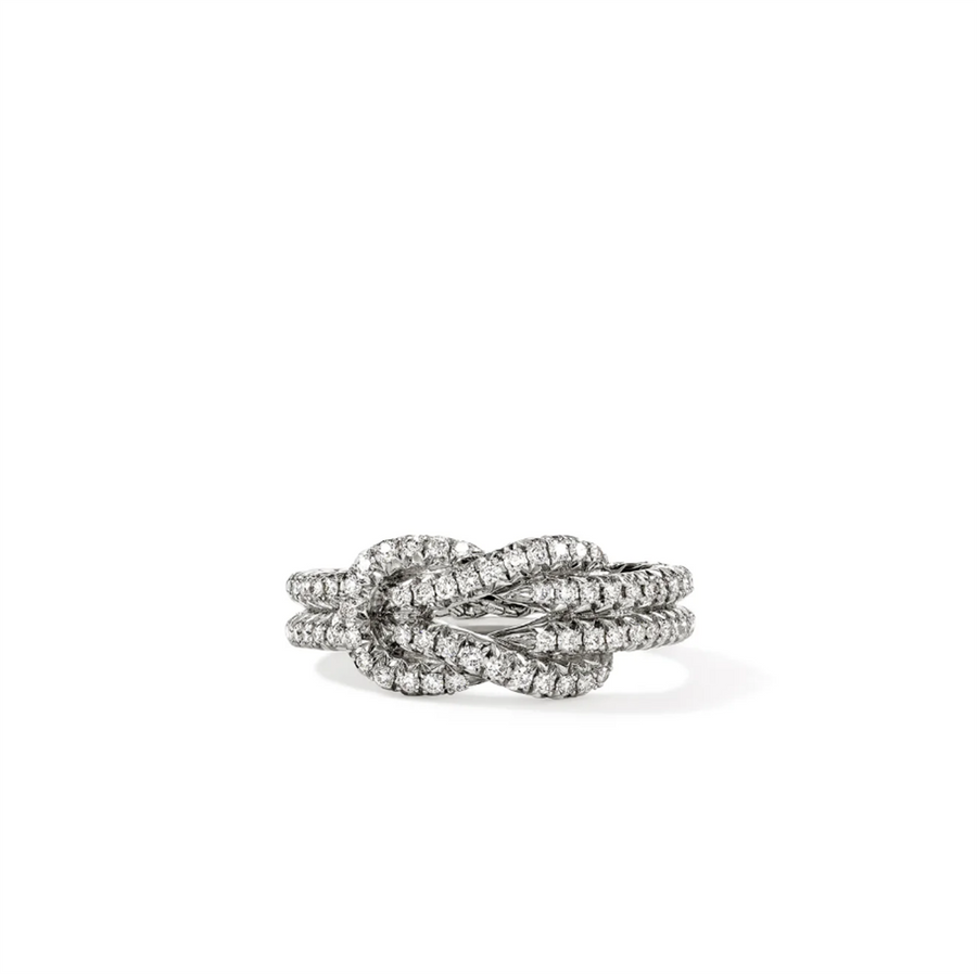 Sterling Silver Love Knot Pave Ring John Hardy = 0.48tw Round Diamonds