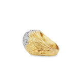 Estate Two-Tone Diamond Cluster Bark Ring
