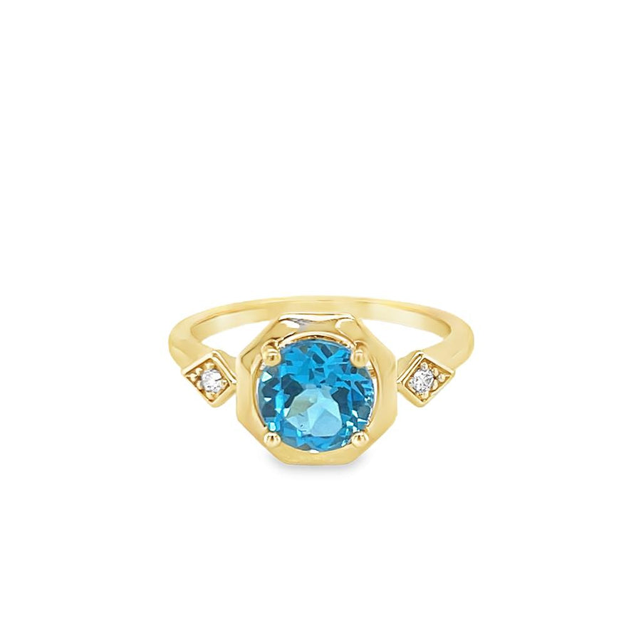 Blue Topaz 14 Karat Yellow Fashion Ring