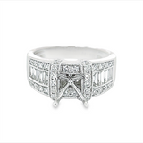 Lady's White 18 Karat Milgrain 3 Row Ring