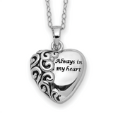 Quality Gold Sentimental Expressions Sterling Silver Antiqued Heart Remembrance Ash Holder 18 Inch Necklace