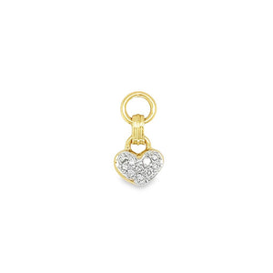 Two-Tone 14 Karat Diamond Heart Charm Estate Jewelry 10=0.30tw Round Diamonds Gram Weight: 3.31