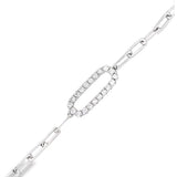 Lady's White 14 Karat Paperclip Chain Bracelet 21 = 0.90TWT Round H SI