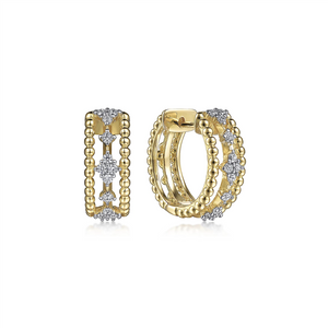 Gabriel & Co. Fashion 14K Yellow Gold Diamond Bujukan Huggie Earrings
