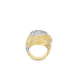Estate Two-Tone Diamond Cluster Bark Ring