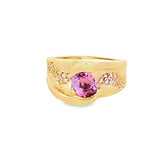 Oval Pink Sapphire and Diamond Wid Band Ring
