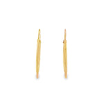 Yellow 14 Karat Engraved Elongated Hoop Earrings Estate Jewelry Length