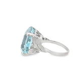 Estate Emerald Cut Aquamarine Solitaire Fashion Ring