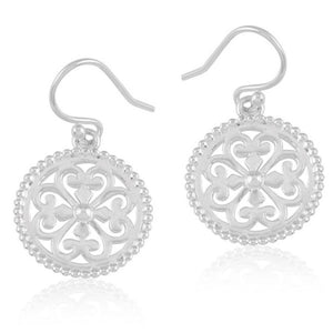 Southern Gates Sterling Silver Heart with Beaded Trim Earrings