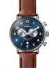 The Canfield Chronograph Watch with Midnight Blue Face and Dark Cognac Leather Strap
