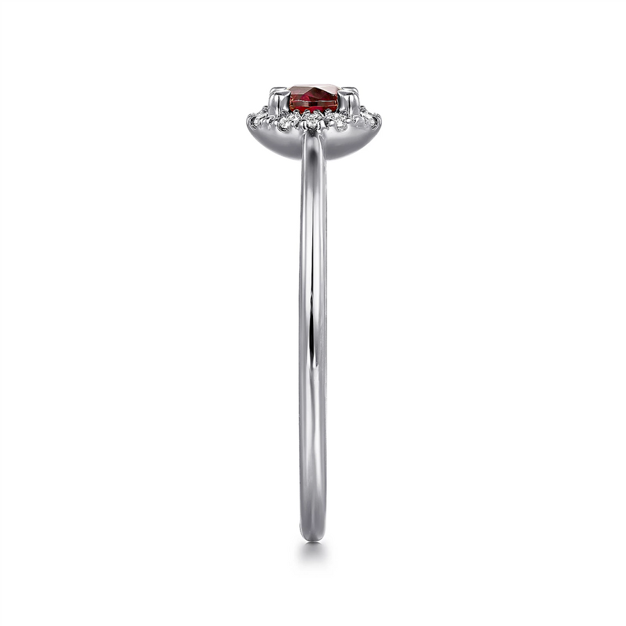 Gabriel & Co. Fashion 14K White Gold Garnet and Diamond Halo Promise Ring