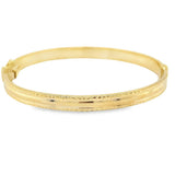 Yellow 14 Karat Polished/Diamond Cut Hinge Bangle Bracelet Length 7.5