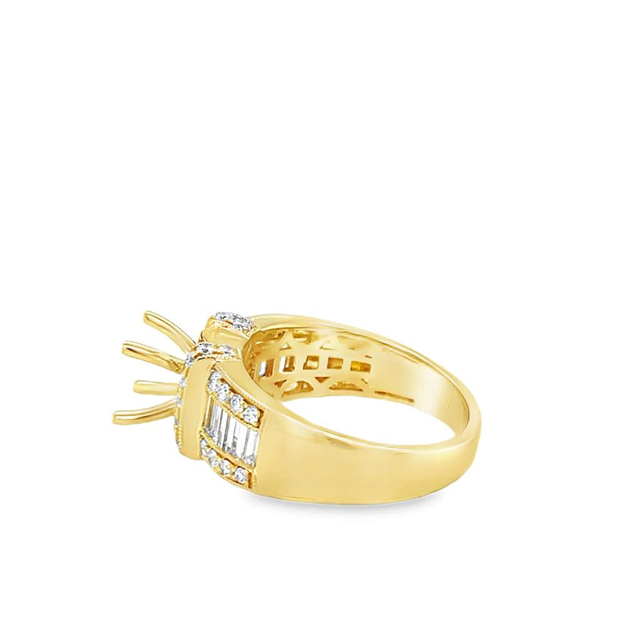 Lady's White 18 Karat Milgrain 3 Row Ring