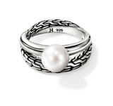 Sterling Silver JH Essential Split Band Pearl Ring John Hardy one 8.00