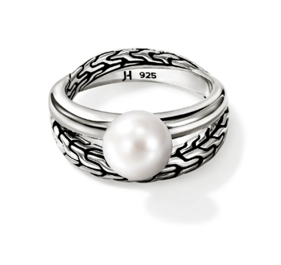 Sterling Silver JH Essential Split Band Pearl Ring John Hardy one 8.00