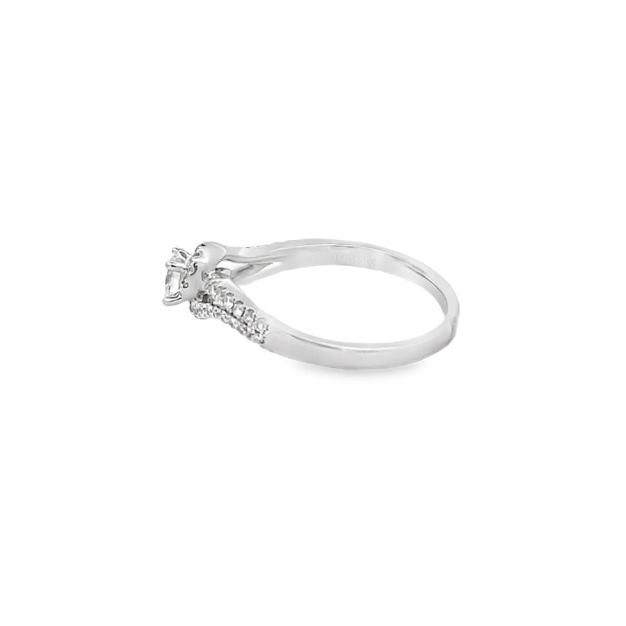 Lady's White Polished 18 Karat Bypass Engagement Ring