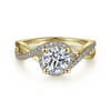 Gabriel & Co. Courtney - Round Diamond Halo Twisted Engagement Ring Mounting