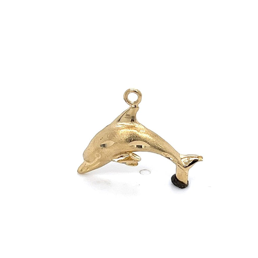 Yellow 14 Karat Diamond Cut Dolphin Charm