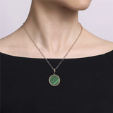 Gabriel & Co. Fashion 14K Yellow Gold Round Malachite Inlay Pendant