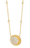 Lady's Yellow 14 Karat Beaded Cluster Pendant Necklace Length 17 41 =