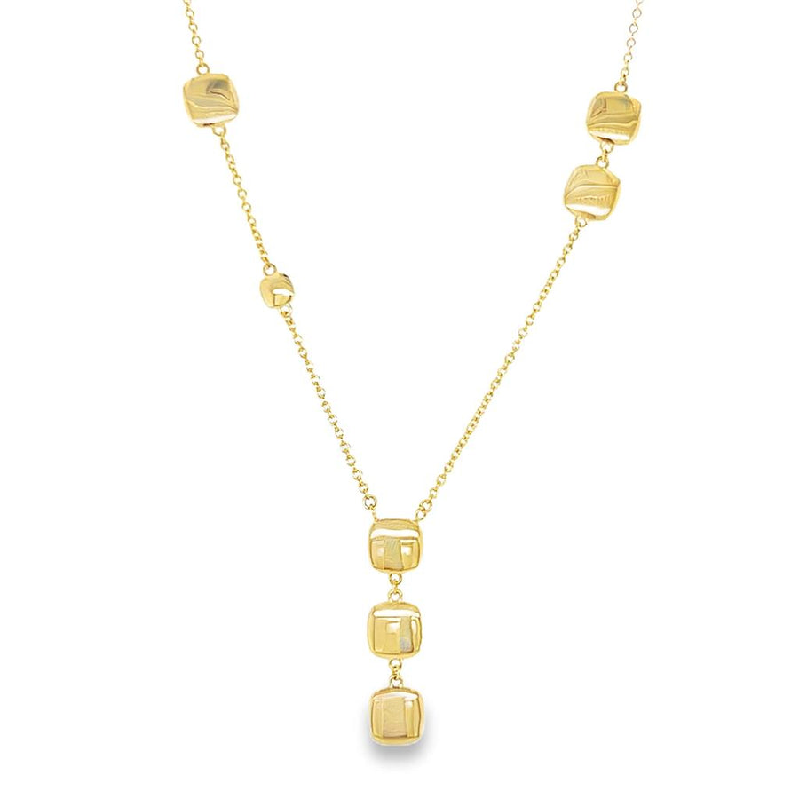 Yellow 14 Karat Geometric Lariat Gold Necklaces Length 18 Designer: Ar